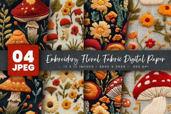 Embroidery Floral Fabric Digital Paper Review