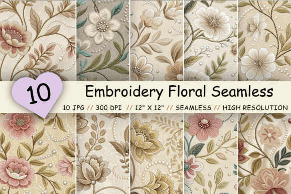 Embroidery Floral Seamless Pattern