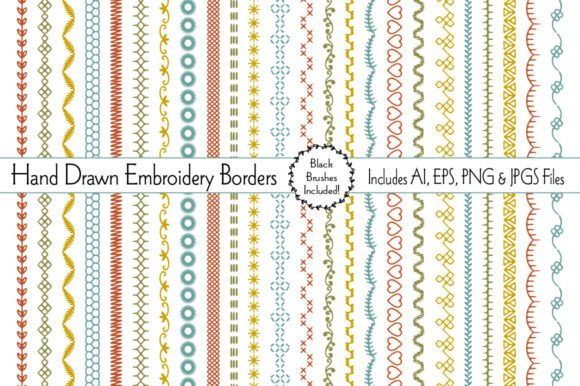 Hand Drawn Embroidery Borders
