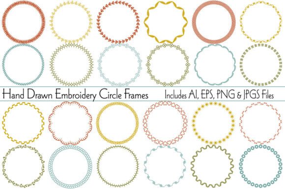 Hand Drawn Embroidery Circle Frames