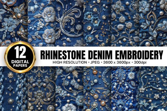 Silver Rhinestone Denim Embroidery Paper Holiday Review