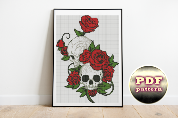 Skull and Roses Cross Stitch Pattern